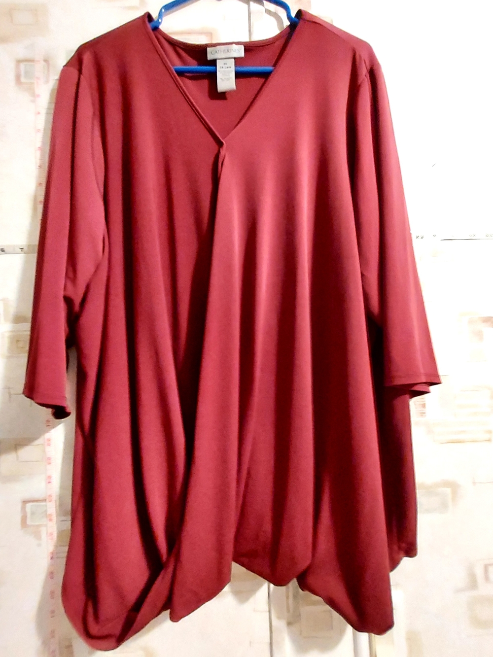 Catherines Burgundy Draped V-Neck Tunic